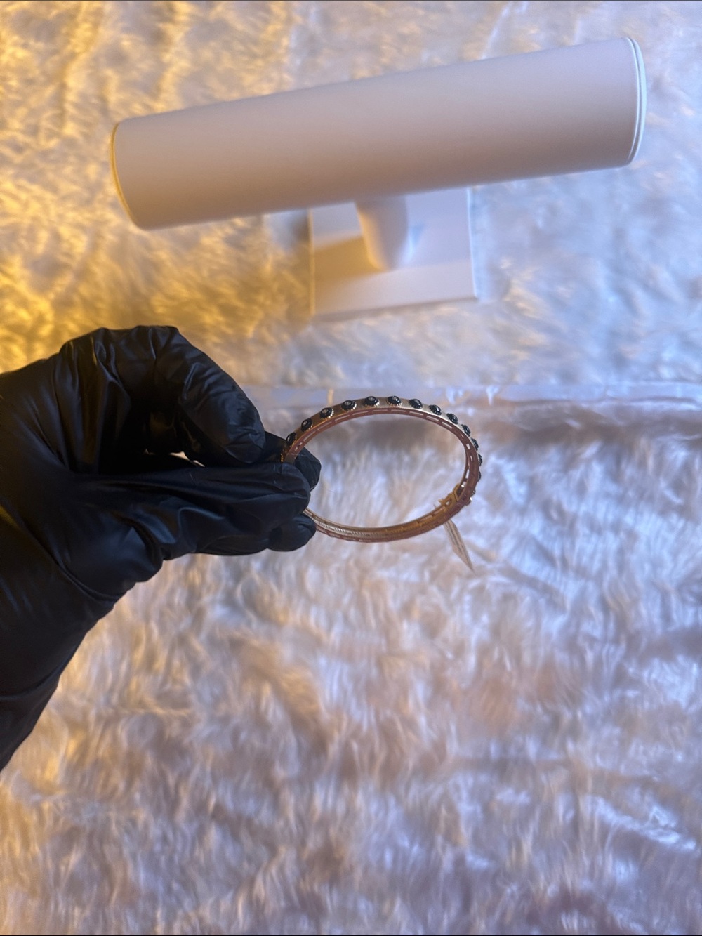 Freida Rothman Gold Bracelet with Black Stones - Picture 5 of 5
